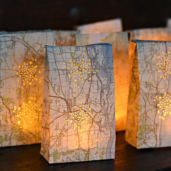 Repurposed Roadmap Luminary Bags Repurposed Roadmap Luminary Bags