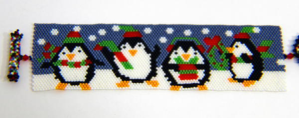 Christmas Penguin Peyote Bracelet Christmas Penguin Peyote Bracelet