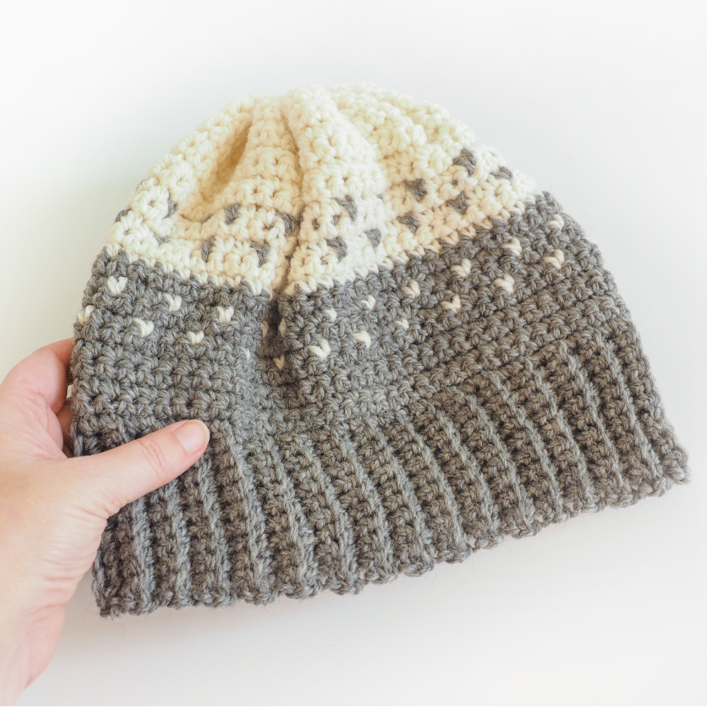 Two Tone Fair Isle Beanie Hat Crochet Pattern