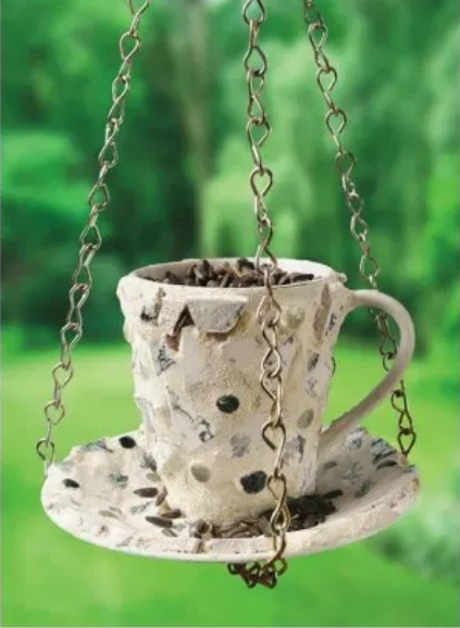 Recycled Mosaic Tea Cup Bird Feeder Recycled Mosaic Tea Cup Bird Feeder
