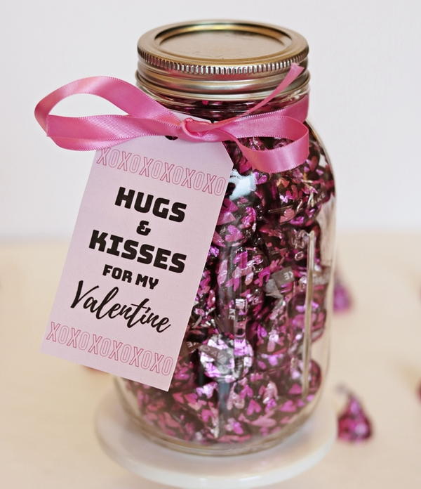 Hugs & Kisses Mason Jar Valentine Gift