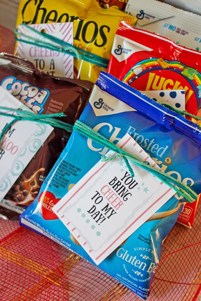 Cereal Valentines with Free Printable Gift Tags