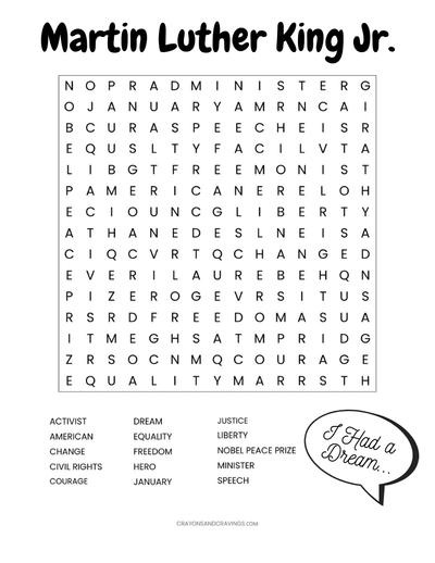 Printable Martin Luther King Jr. Word Search