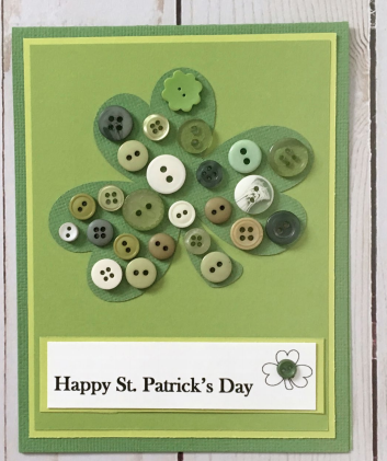 St Patrick Button Shamrock Card