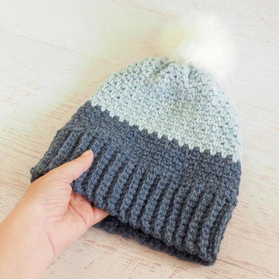 Moss Stitch Beanie Crochet Hat Pattern