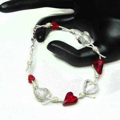 Hearts and Barbed Wire Leather Bracelet