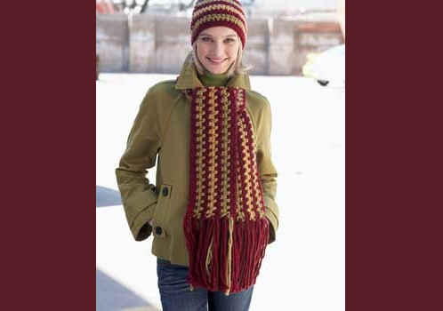 Crochet Scarf and Roving Hat Set: