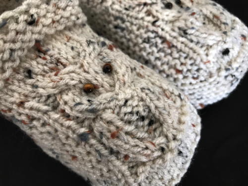 Knitted Cable Owl Slippers Knitted Cable Owl Slippers