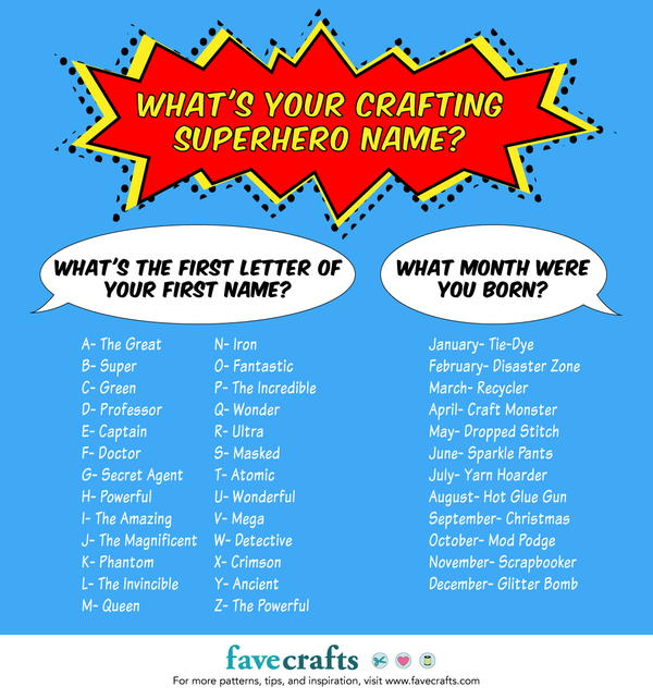 What's Your Crafting Superhero Name? What's Your Crafting Superhero Name?