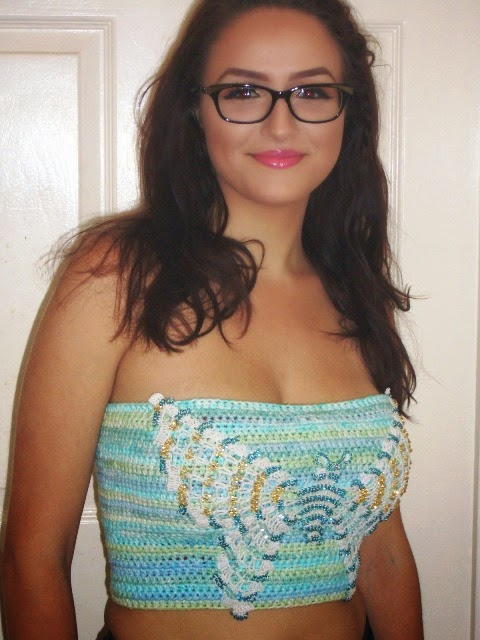 Beaded Butterfly Crochet Crop Top Beaded Butterfly Crochet Crop Top