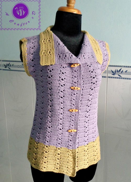 Vintage Collared Crochet Vest Vintage Collared Crochet Vest