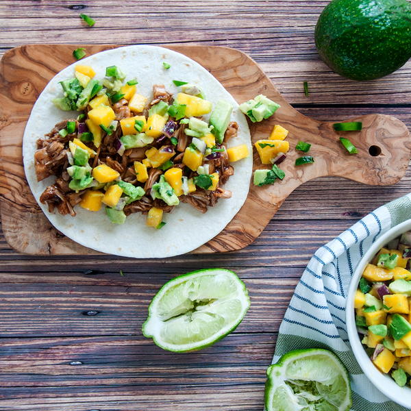 BBQ Jackfruit Tacos with Mango Salsa BBQ Jackfruit Tacos with Mango Salsa