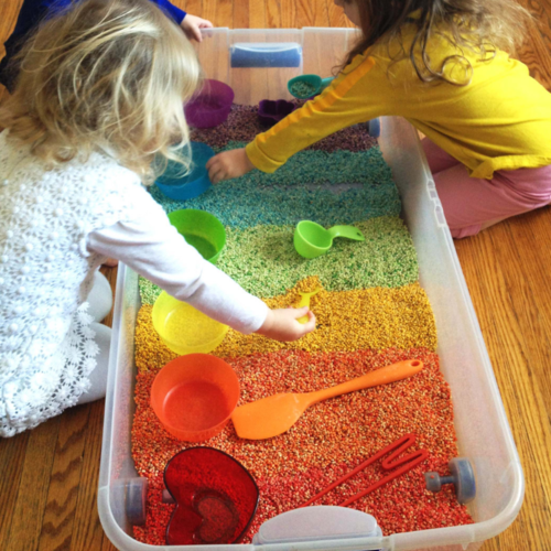 Rainbow Barley Sensory Bin Rainbow Barley Sensory Bin