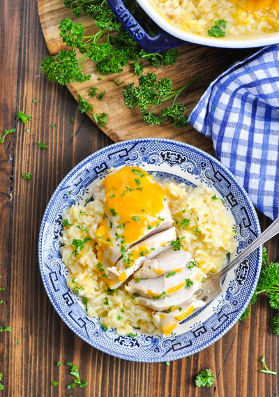 Dump-and-Bake Cheesy Chicken and Rice Bake Dump-and-Bake Cheesy Chicken and Rice Bake