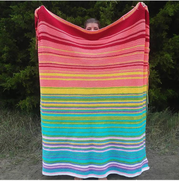 Image shows the Crochet Temperature Blanket from Okie Girl Bling'n'Things.