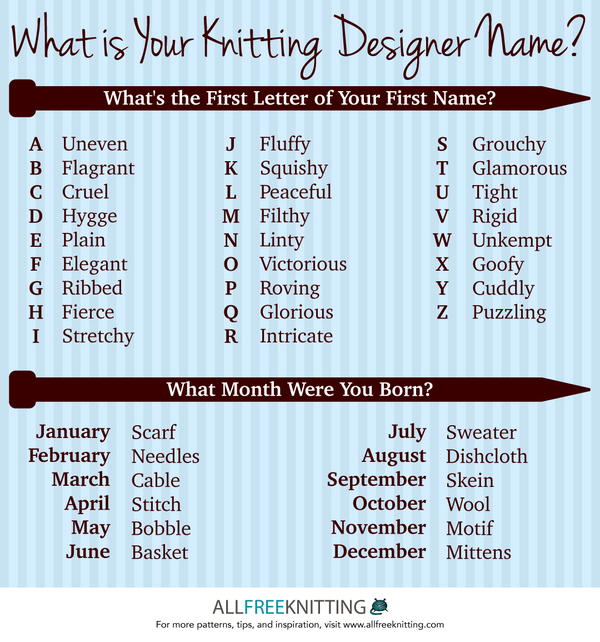 What's Your Knitting Designer Name? What's Your Knitting Designer Name?