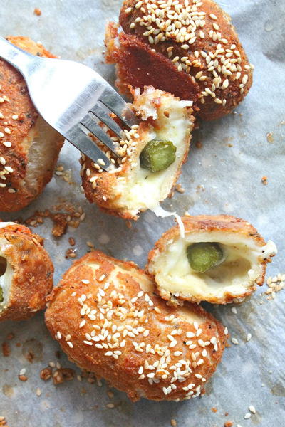 Fried Cheesy Pickle Rolls Fried Cheesy Pickle Rolls