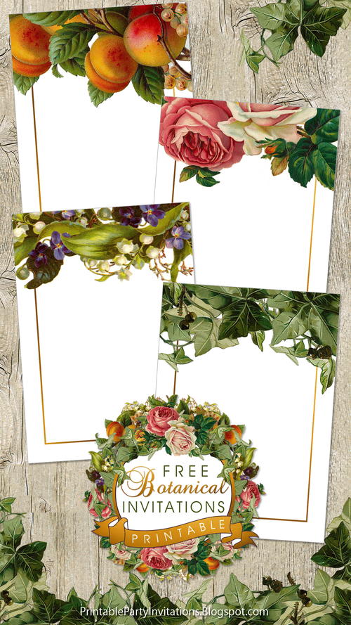 Vintage Botanical Invitations or Stationery Vintage Botanical Invitations or Stationery