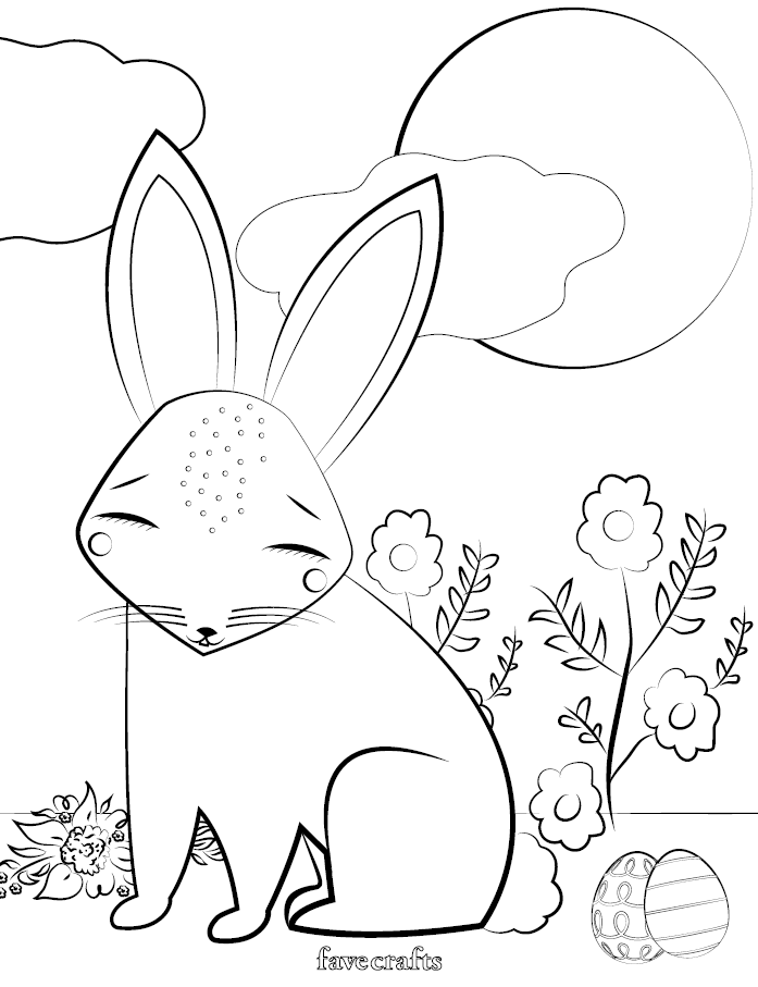 Free Printable Easter Bunny Coloring Page | FaveCrafts.com