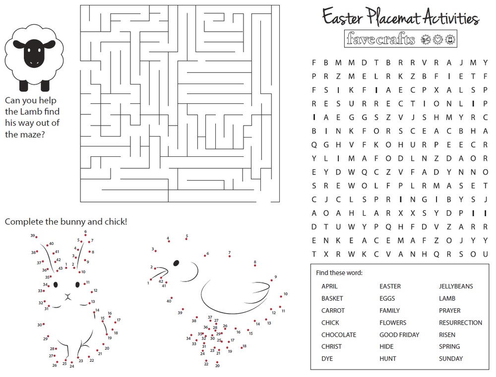 Free Printable Activity Placemats for Easter FaveCrafts com