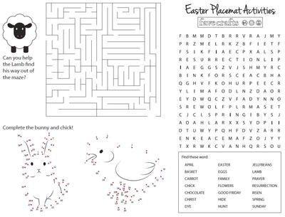 Free Printable Activity Placemats for Easter
