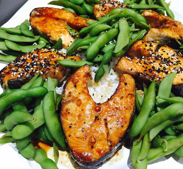 Salmon Teriyaki with Edamame and Rice Salmon Teriyaki with Edamame and Rice