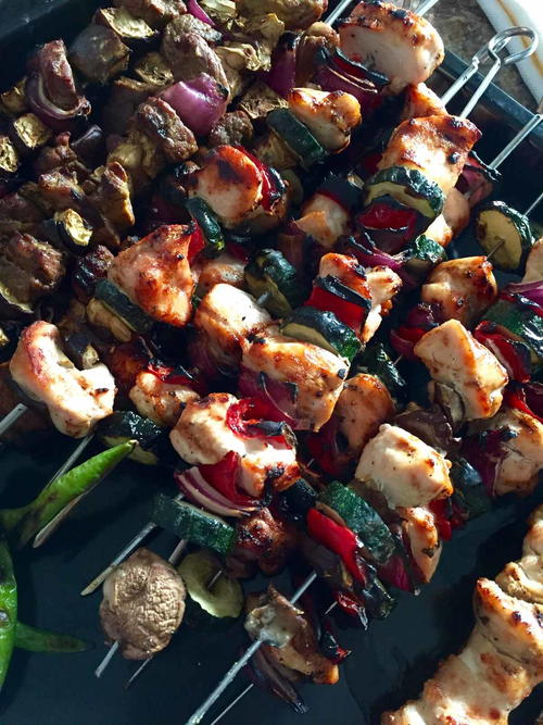 Skewed Veggies and Meat Grill Skewed Veggies and Meat Grill