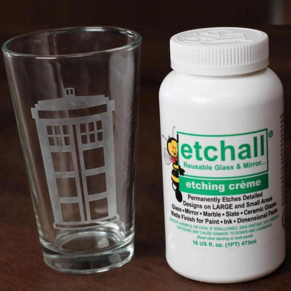 DIY Etch A Pint Glass With A Police Box eg TARDIS DIY: Etch A Pint Glass With A Police Box (e.g. TARDIS)
