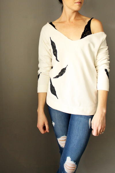 DIY No Sew Stencil Sweater Refashion DIY No Sew Stencil Sweater Refashion