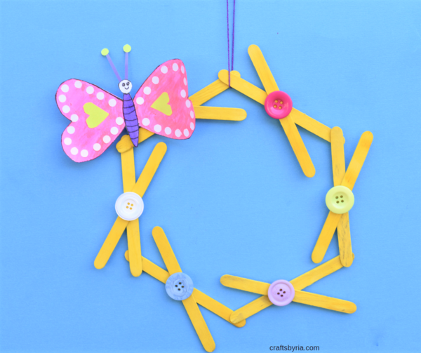 Colorful Popsicle Stick Wreath Colorful Popsicle Stick Wreath