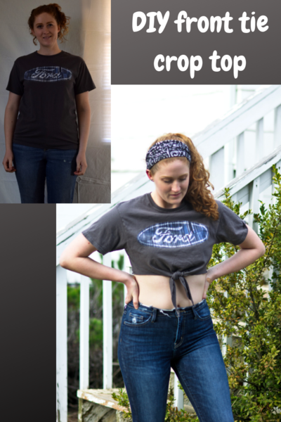No Sew T Shirt Upcycle to Front Tie Crop Top No Sew T Shirt Upcycle to Front Tie Crop Top
