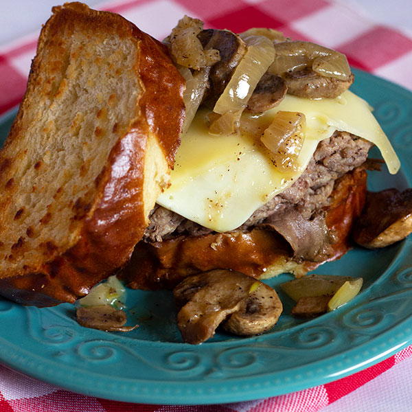 Best Homemade Burgers on Pretzel Bread