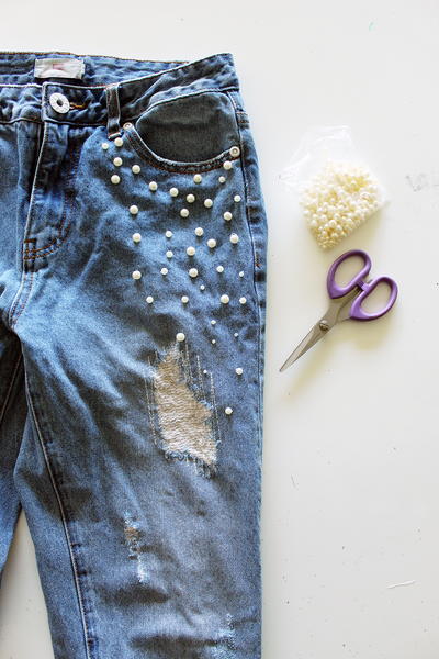 Make Your Own Pearl Accent Jeans Make Your Own Pearl Accent Jeans
