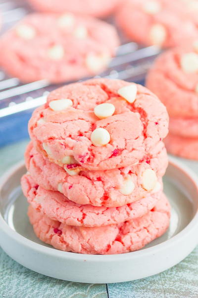 Strawberry Cake Mix Cookies