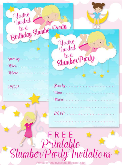 Printable Sleepover Party Invitations Printable Sleepover Party Invitations