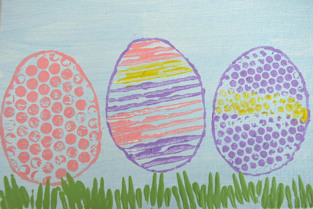 Easy Easter Egg Painting on Canvas | AllFreeKidsCrafts.com