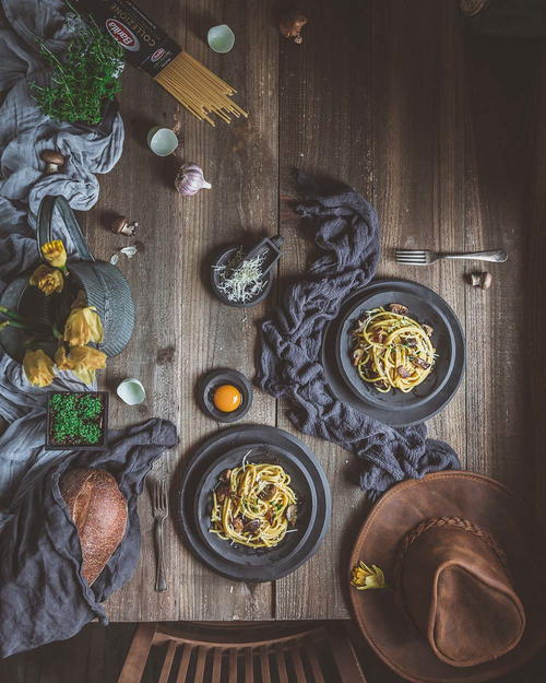 Mushroom Carbonara with Bacon Thyme Mushroom Carbonara with Bacon & Thyme