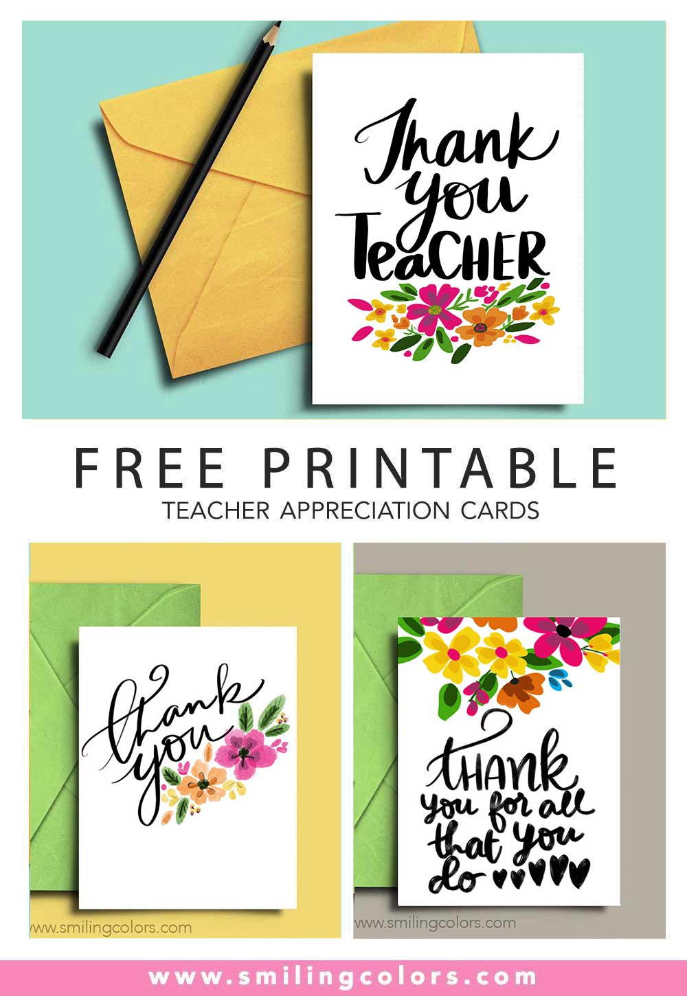 Printable Thank You Cards Free For Teachers