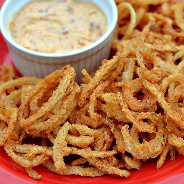 Onion Straws with Chipotle Pepper Aioli Onion Straws with Chipotle Pepper Aioli