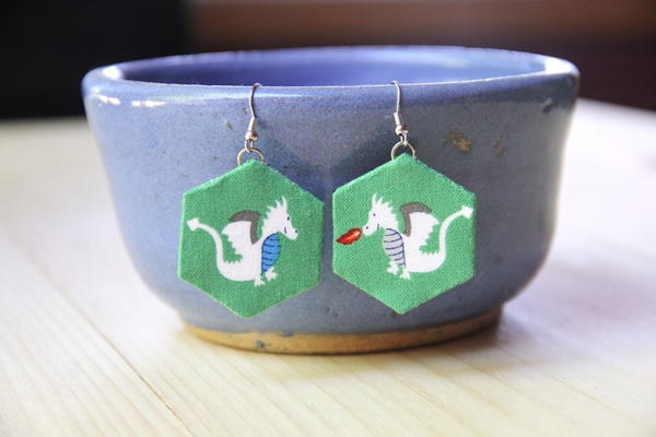 Fabric Hexie Earrings Fabric Hexie Earrings