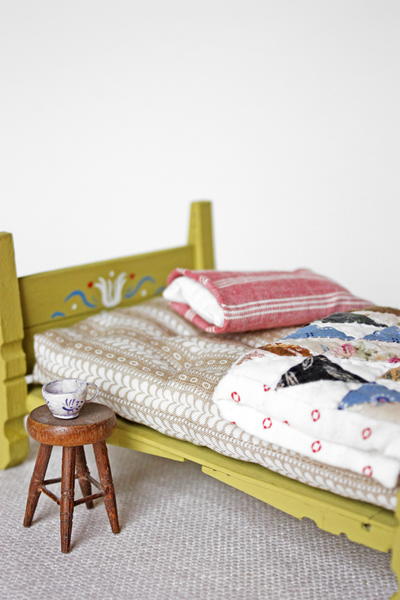 Tufted Doll Mattress and Clothespin Bed Tufted Doll Mattress and Clothespin Bed