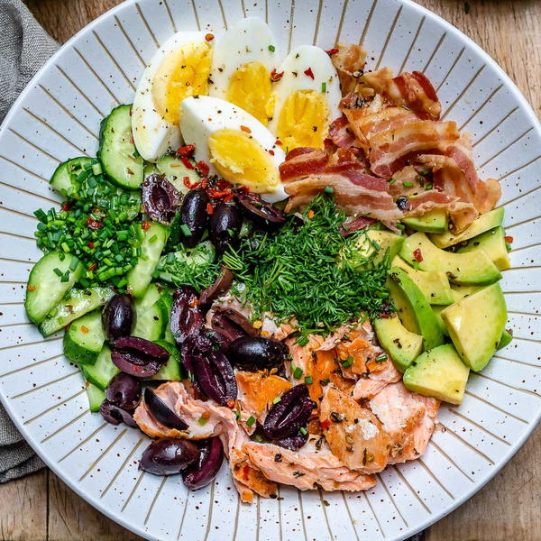 Seared Salmon Avocado Salad PaleoWhole30Keto Seared Salmon Avocado Salad – Paleo/Whole30/Keto