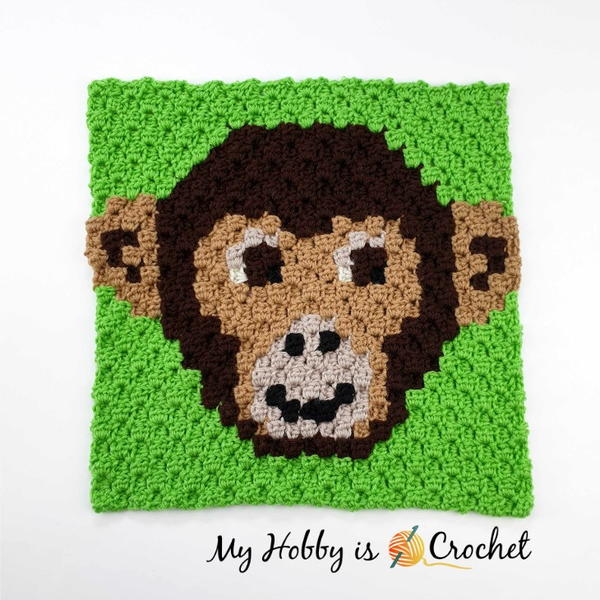 Chimp Lolo C2C Square - Wildlife Graphghan Chimp Lolo C2C Square - Wildlife Graphghan