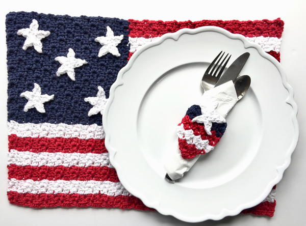 American Flag Placemat and Napkin Ring American Flag Placemat and Napkin Ring