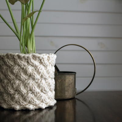 Lattice Stitch Plant Cozy Knitting Pattern