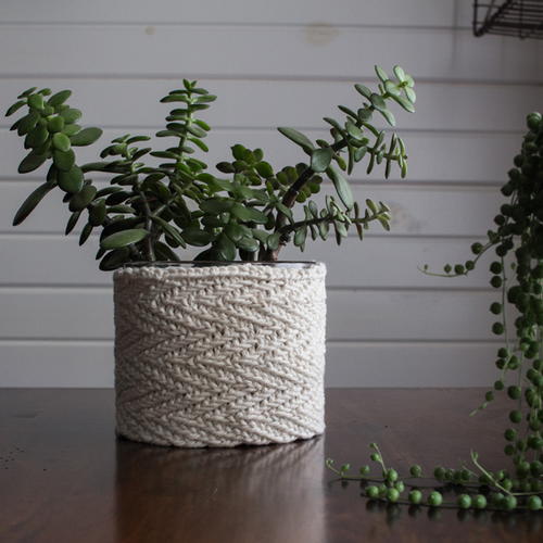 Herringbone Plant Pot Knitting Pattern Herringbone Plant Pot Knitting Pattern