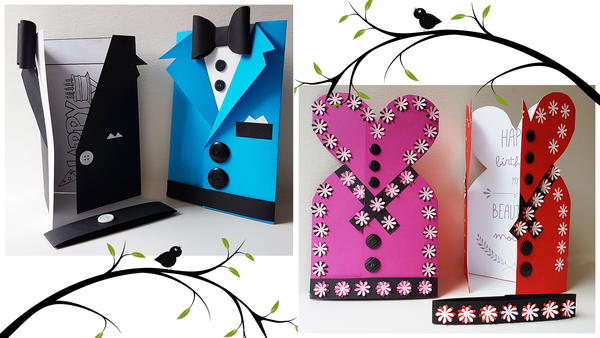 Paper Postcards Suit for Dad and Dress for Mom Paper Postcards Suit for Dad and Dress for Mom