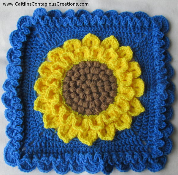 Crocodile Stitch Crochet Sunflower Square Crocodile Stitch Crochet Sunflower Square