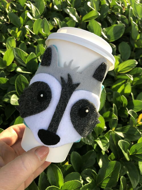 Felt Raccoon Coffee Cozy_3