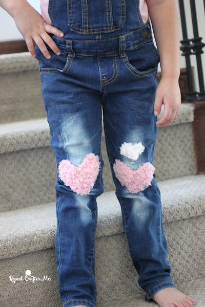 Kids Heart-Shaped Crochet Jean Patches